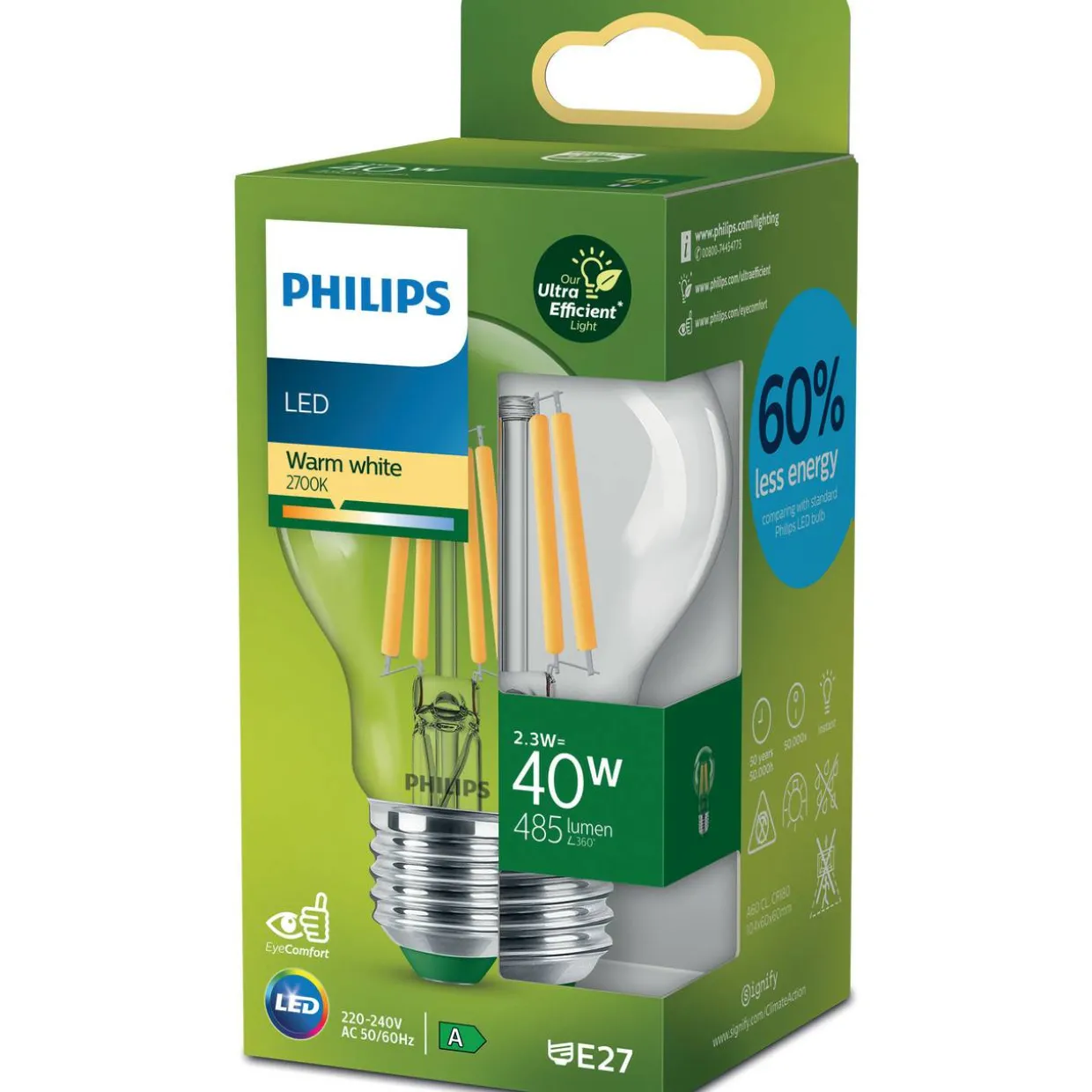 LED-lamppu Philips Ultra Efficient 40 W E27 2700 K