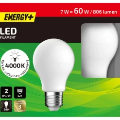 LED-lamppu 806 lm 4000K A60 E27 2 kpl