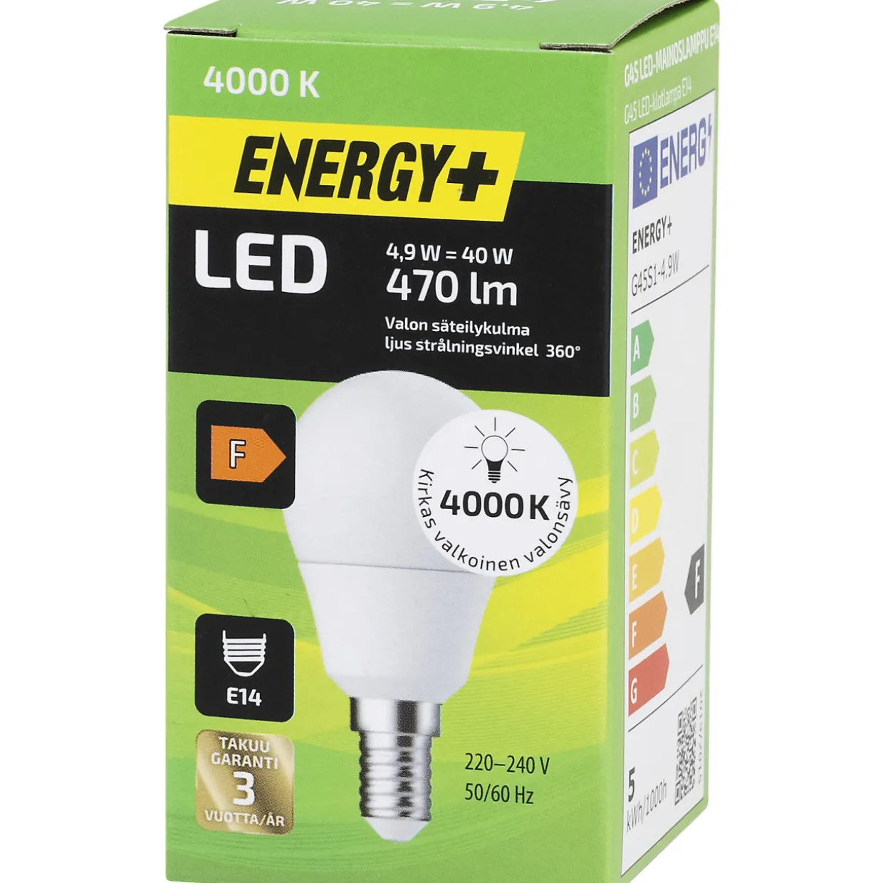 LED-lamppu 470 lm 4000 K G45 E14