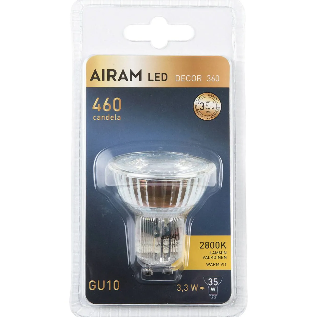 LED-lamppu PAR 16 2,4W GU10 36° kirkas lasi 270lm