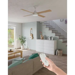 LED-tuuletinvalaisin Eglo Trinidad valkoinen/puu 20 W, IP20