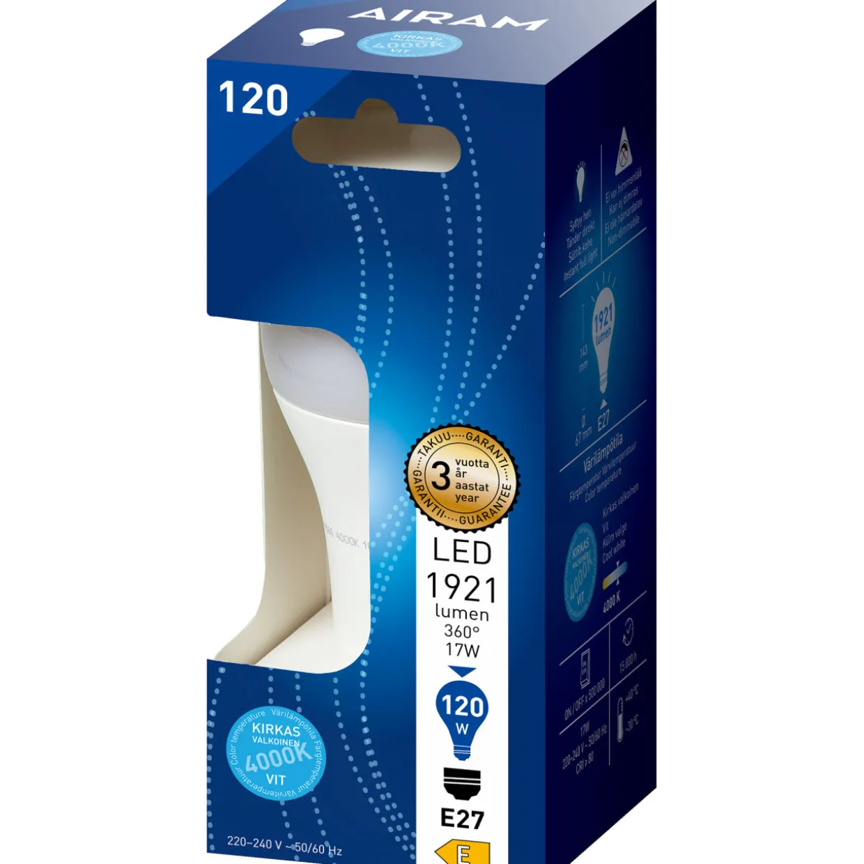 LED-vakiolamppu 17W E27 4000K 1921lm