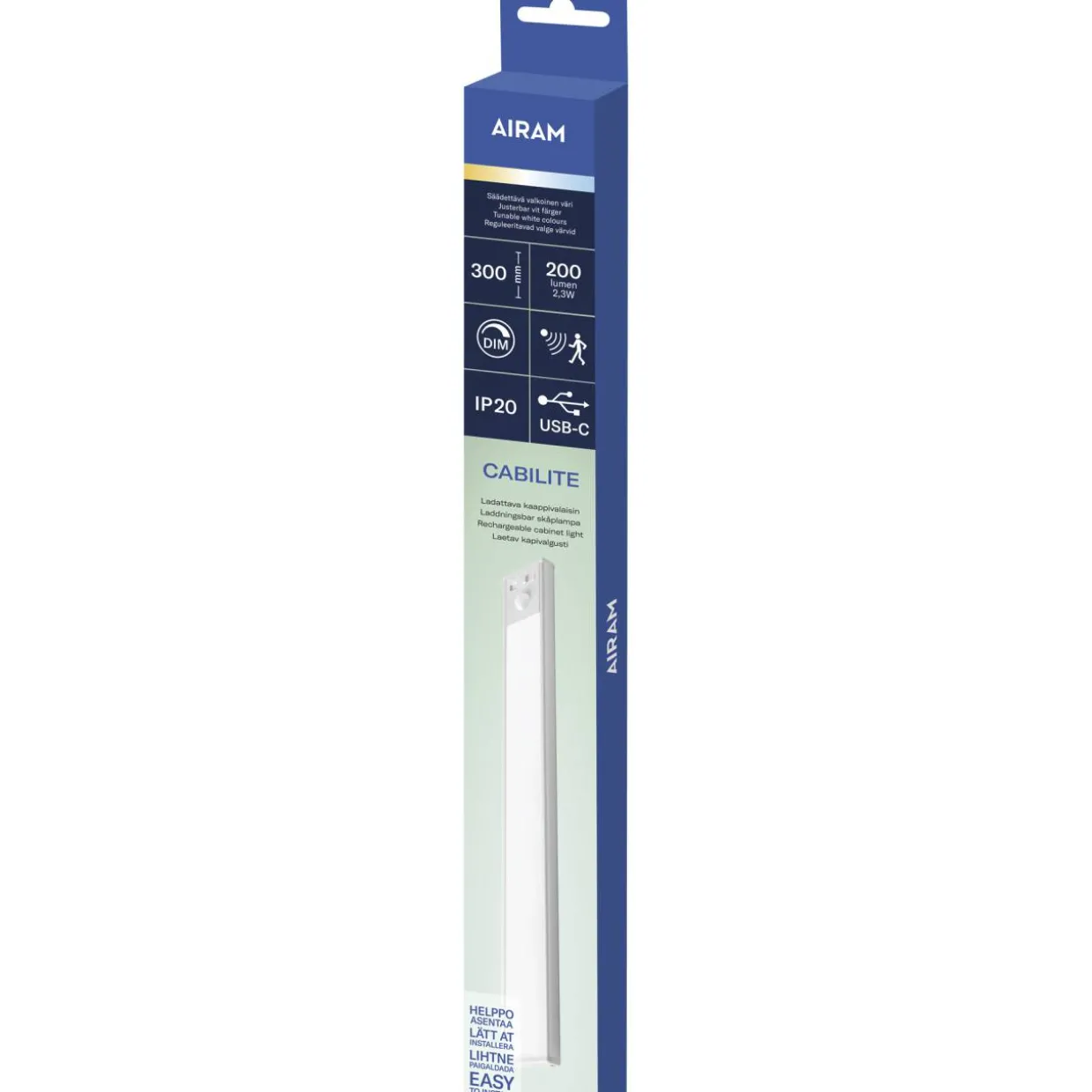LED-valo Airam Cabilite 30 cm 3CCT 200 lm ladattava