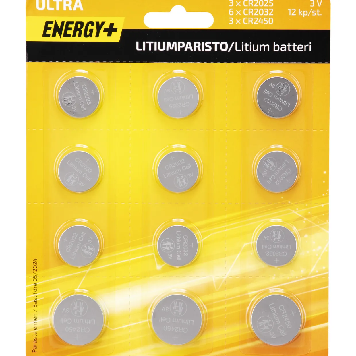 Litium nappiparistot 12 kpl