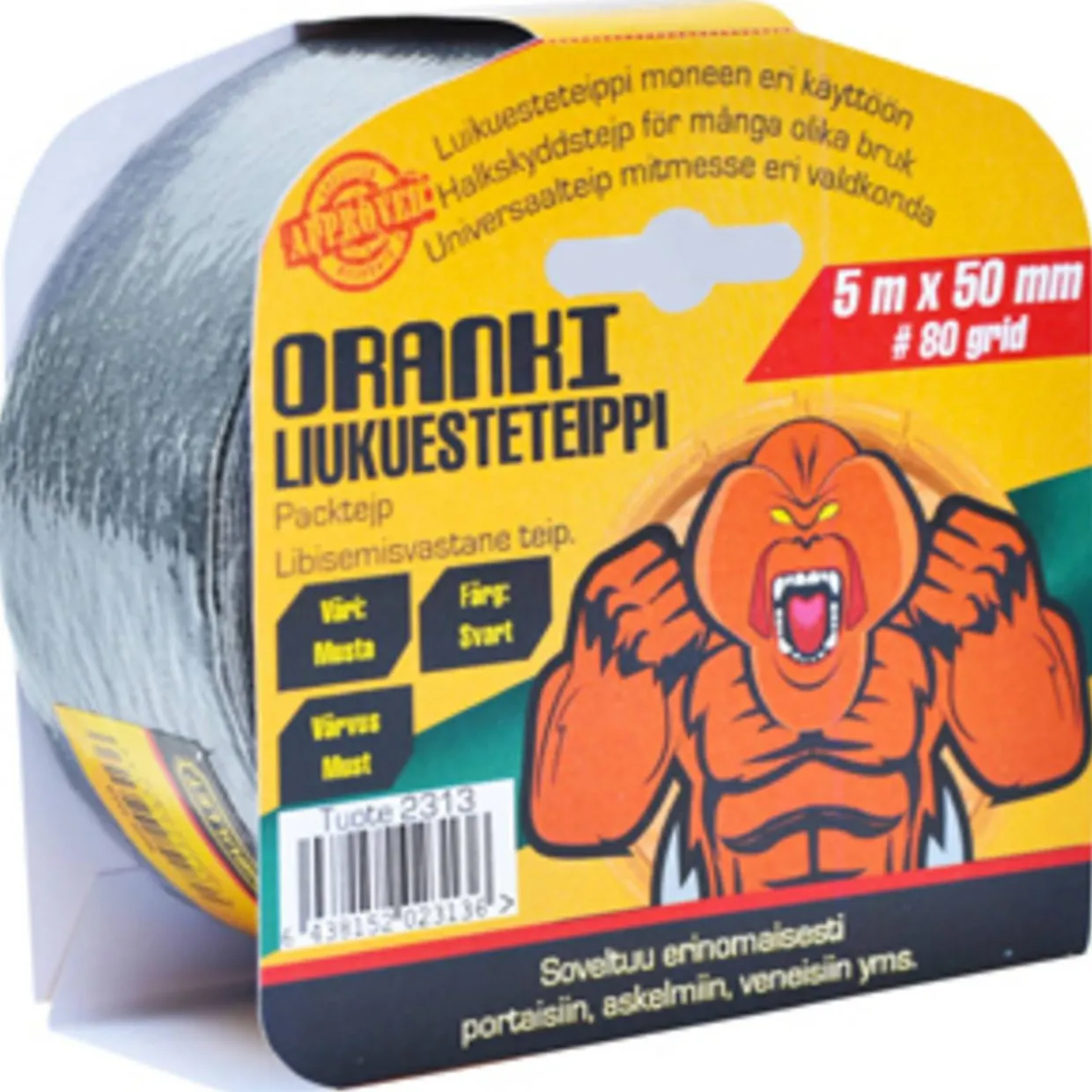 Liukuesteteippi Finbullet Oranki 50 mm x 5 m, musta