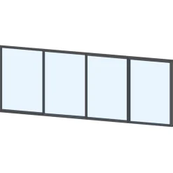 Liukulasiovi 4-os aukkoon 3800 x 1100 mm, puolikorkea, tummanharmaa profiili