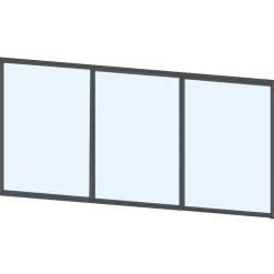 Liukulasiovi 3-os aukkoon 2870 x 1100 mm, puolikorkea, tummanharmaa profiili