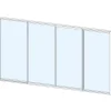 Liukulasiovi 4-os aukkoon 3800 x 2100 mm, valkoinen profiili