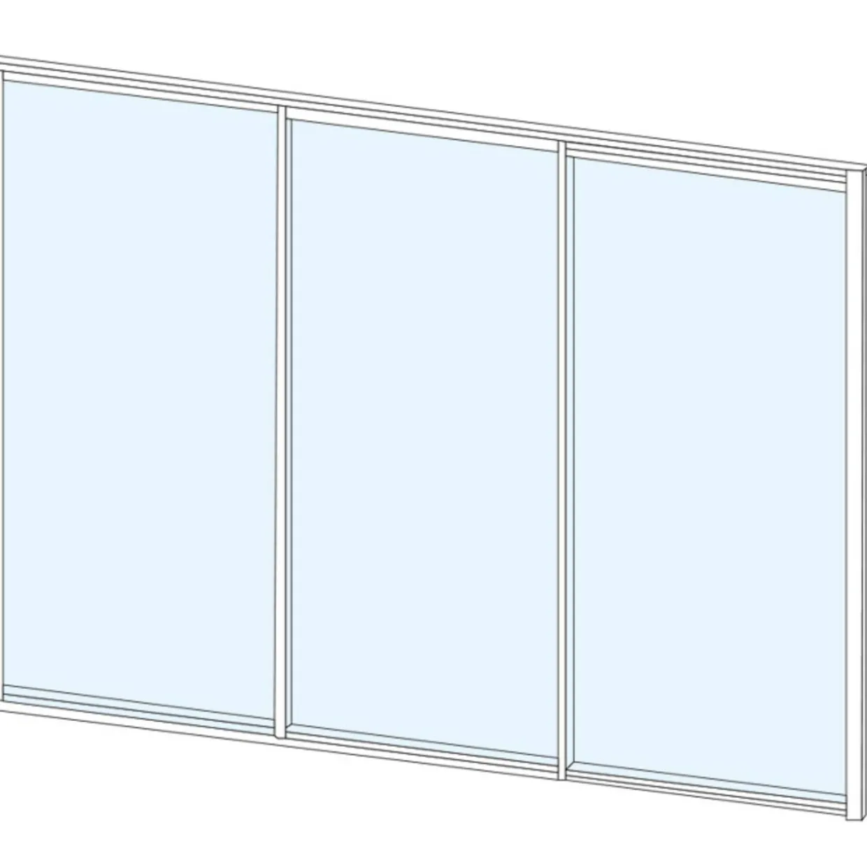 Liukulasiovi 3-os aukkoon 2870 x 2100 mm, valkoinen profiili