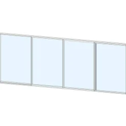 Liukulasiovi 4-os aukkoon 3800 x 1100 mm, puolikorkea, valkoinen profiili