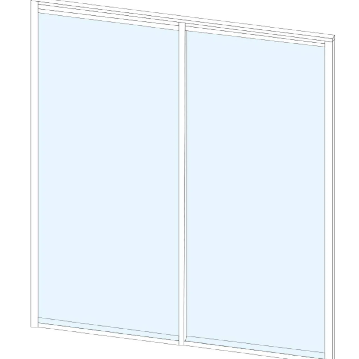 Liukulasiovi 2-os aukkoon 1945 x 2100 mm, valkoinen profiili
