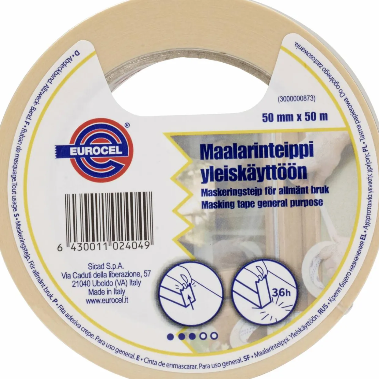 Maalarinteippi Eurocel 50 mm x 50 m