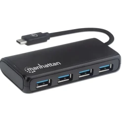 Manhattan 4xUSB-A hubi USB-C kaapelilla