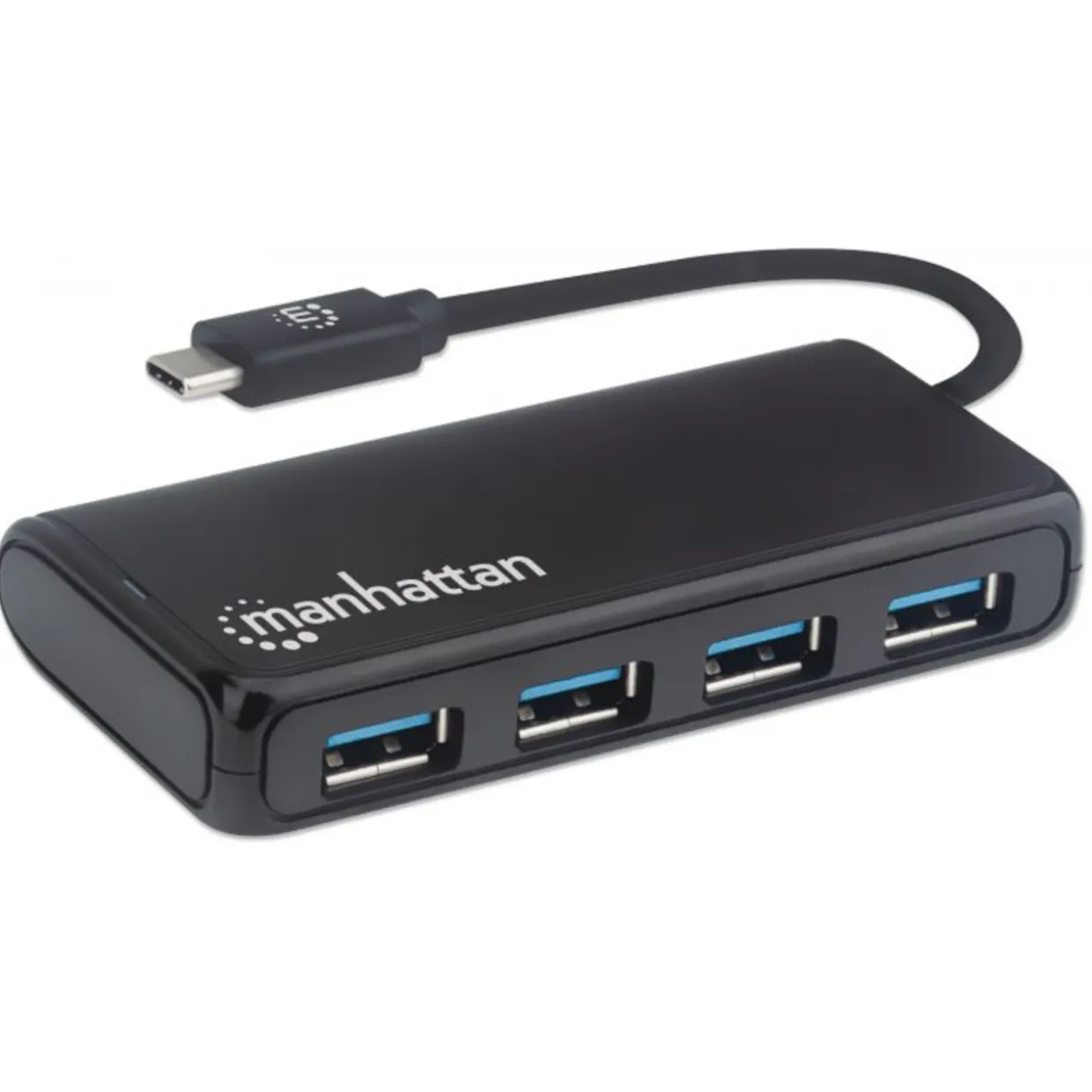 Manhattan 4xUSB-A hubi USB-C kaapelilla