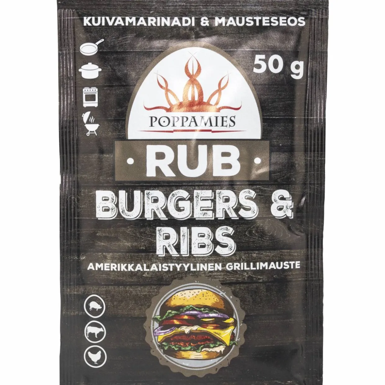 Mausteseos Poppamies 50 g Rub Burgers & Ribs