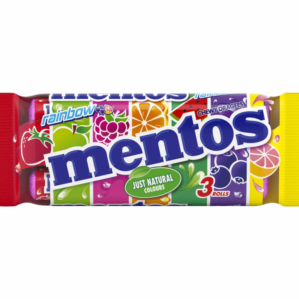 Mentos Rainbow 3 x 37,5 g hedelmäpastilli