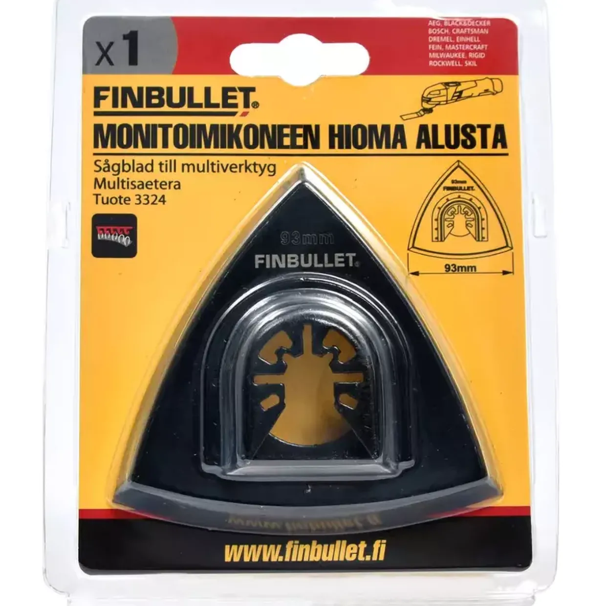 Monitoimikoneen hioma-alusta Finbullet 93 mm