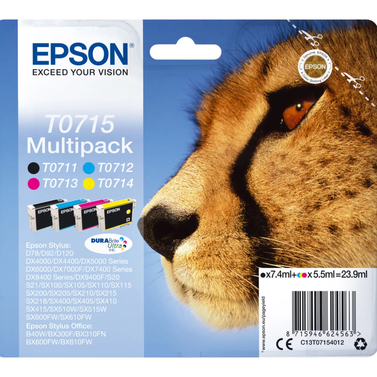 Muste DURABrite Ultra Gepardi multipack 4 väriä T715