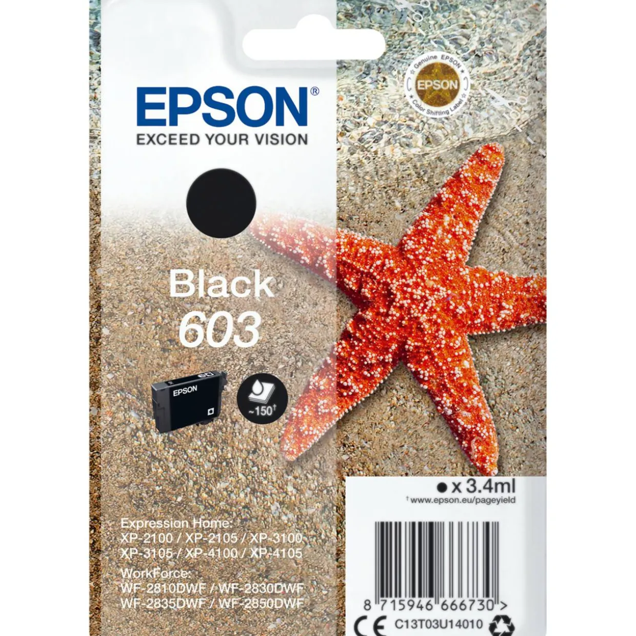 Mustepatruuna Epson Starfish 603, black, 3,4 ml