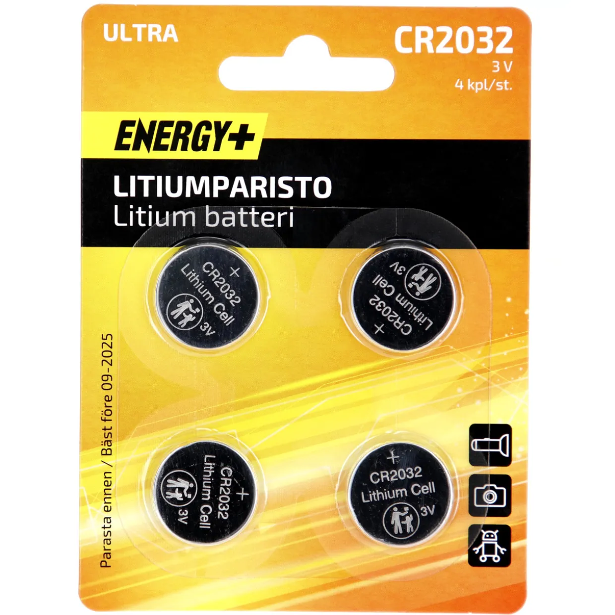 Nappiparisto CR2032 Lithium, 4 kpl