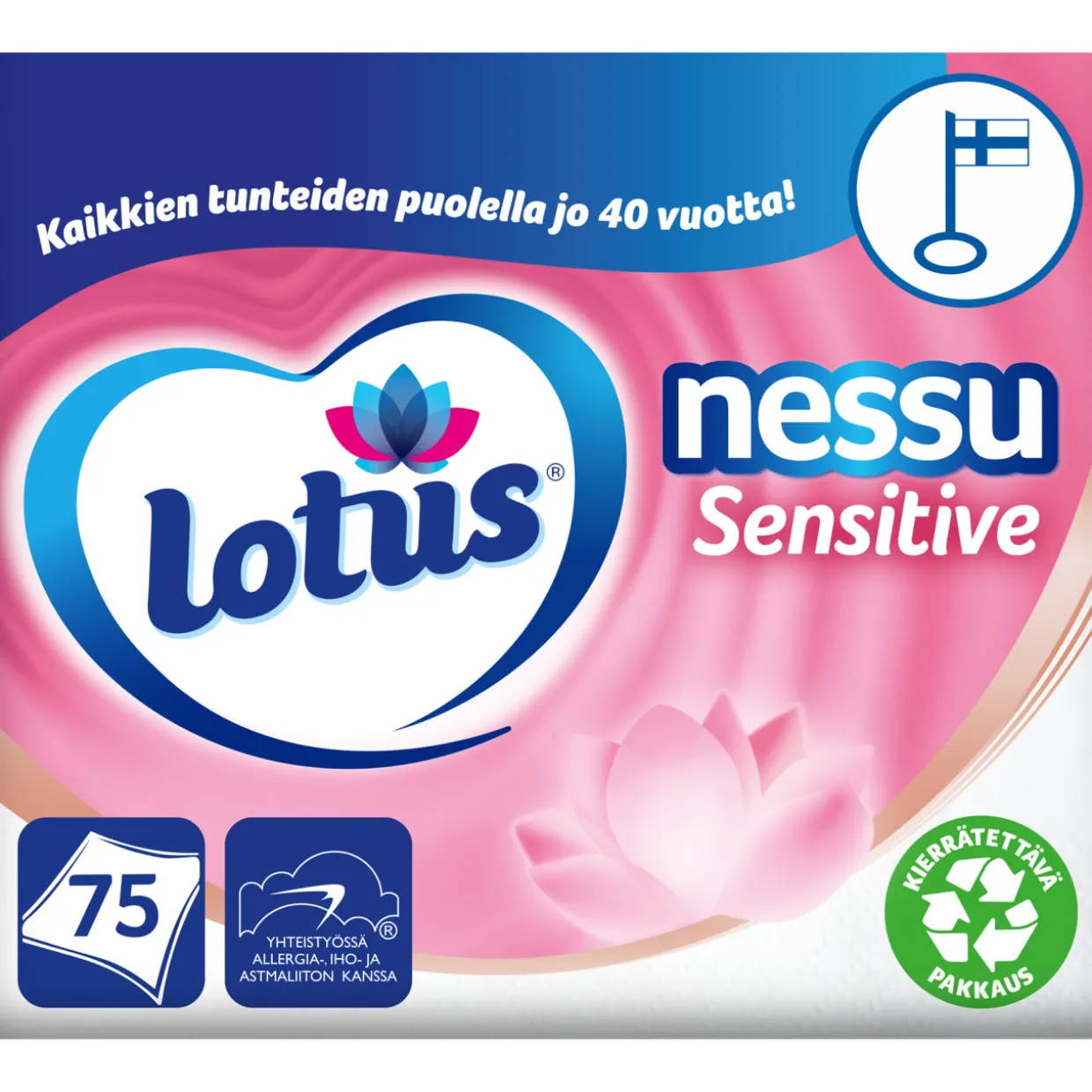 Nenäliina Lotus Nessu 75 kpl Sensitive