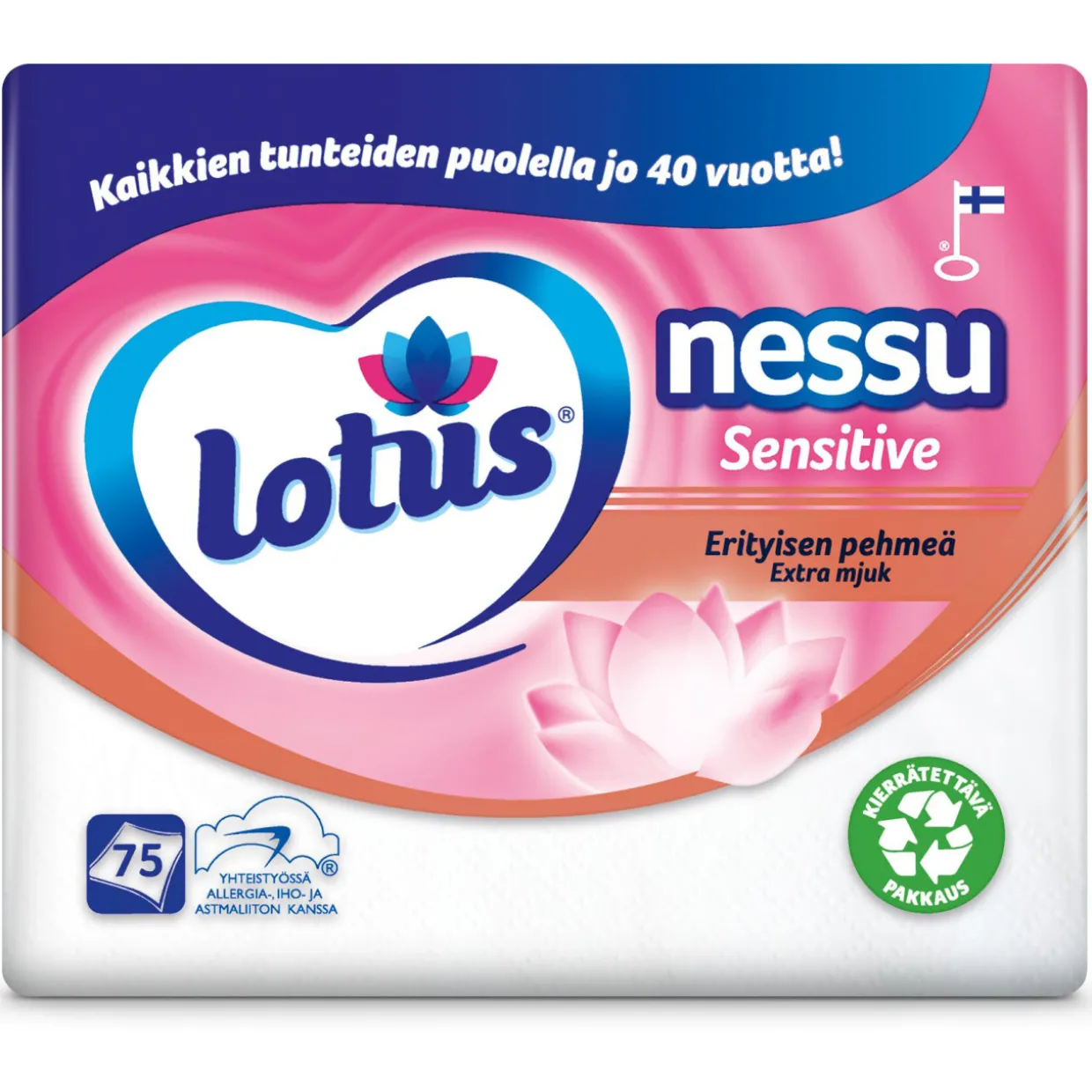 Nenäliina Lotus Nessu 75 kpl Sensitive
