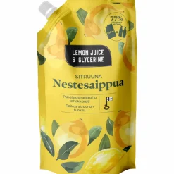 Nestesaippua Lemon Juice & Glycerine 550 ml sitruuna täyttöpussi