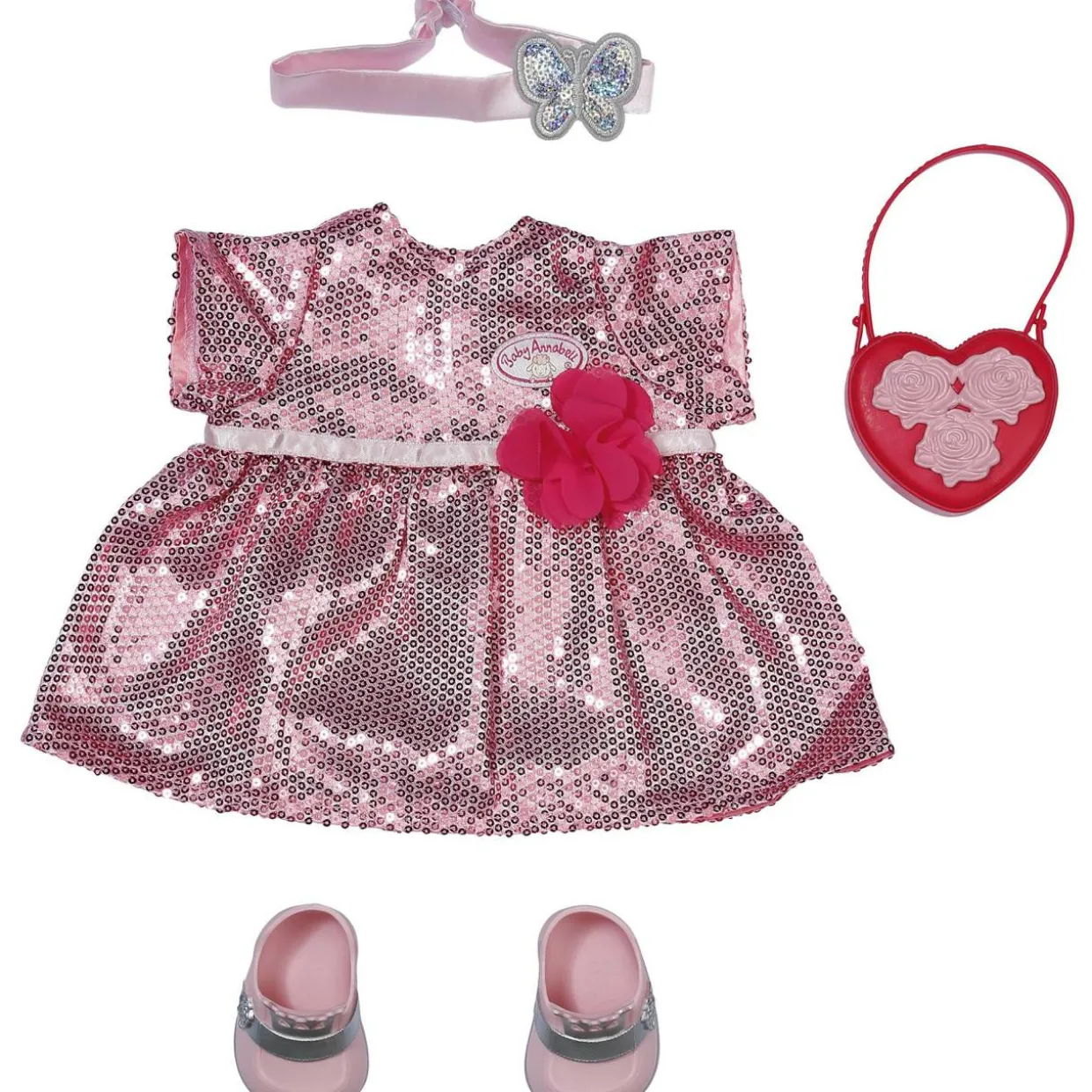 Nuken paljettimekkosetti Baby Annabell 43 cm Deluxe