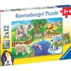 Palapeli Ravensburger Animals In The Zoo 2x12 palaa