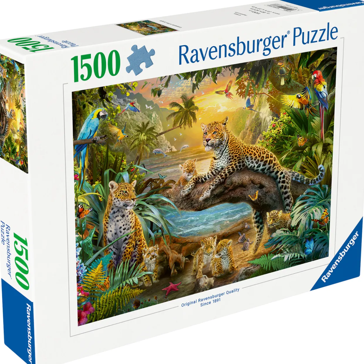 Palapeli Ravensburger 1500 palaa Leopard Family In The Jungle