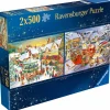 Palapeli Ravensburger 2x 500 palaa Christmas Collection No1