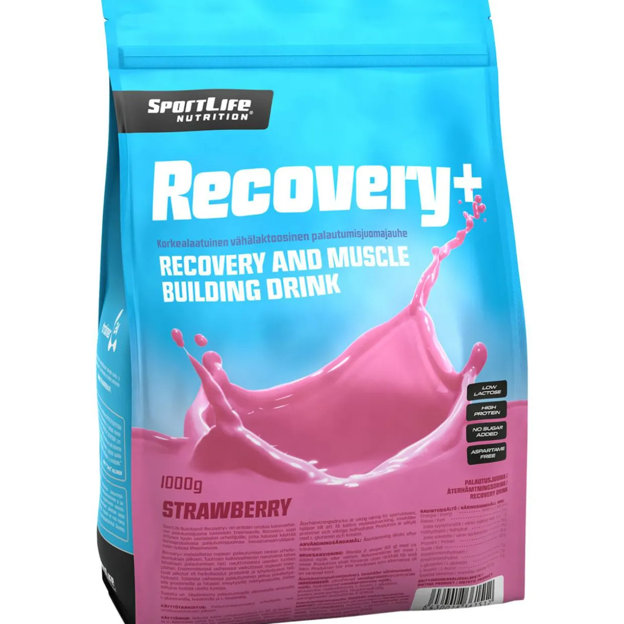 Palautusjuomajauhe SportLife 1000 g Recovery+ mansikka
