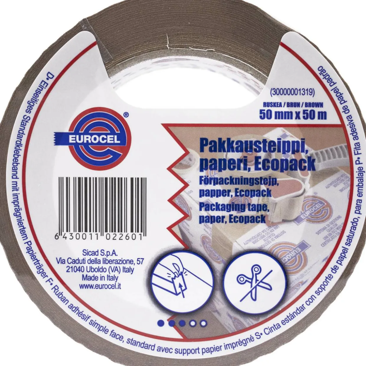 Paperiteippi 50 mm x 50 m ruskea