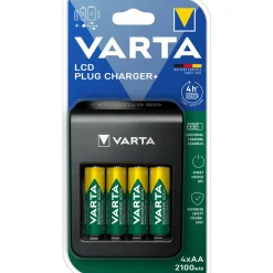 Paristolaturi Varta LCD Plug Charger+ 4 x AA 2100 mAh