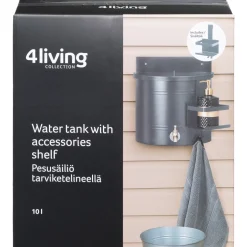 Pesusäiliö tarviketelineellä 4Living 10 l antrasiitti