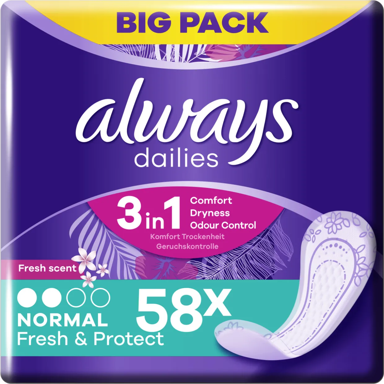 Pikkuhousunsuoja Always 58 kpl Fresh Normal