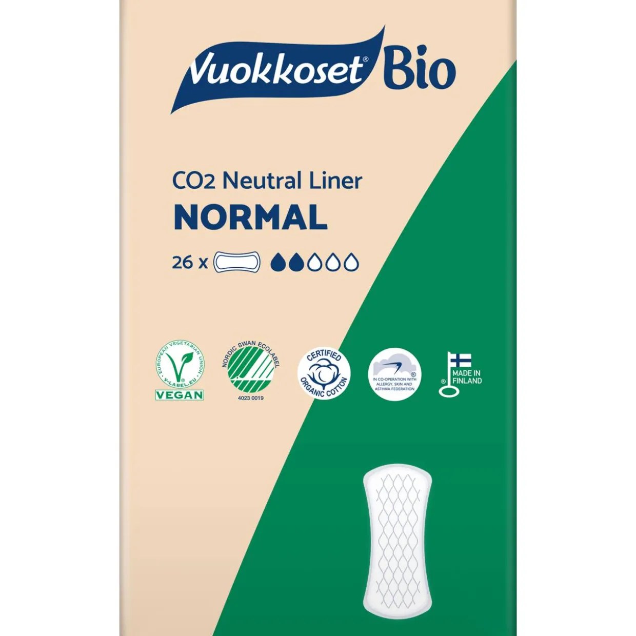 Pikkuhousunsuoja Vuokkoset 26 kpl 100 % Bio Normal