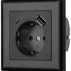 Pistorasia Fjord Schuko + USB A+C musta