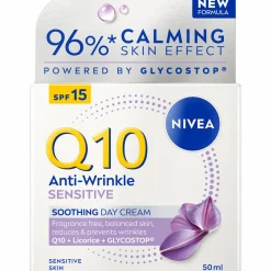 Päivävoide Nivea Q10 50 ml Anti-Wrinkle Sensitive Soothing SK 15