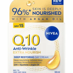 Päivävoide Nivea Q10 50 ml Anti-Wrinkle Extra Nourish Deep Restoring SK 15