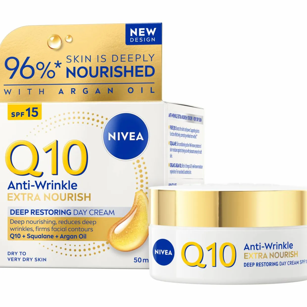 Päivävoide Nivea Q10 50 ml Anti-Wrinkle Extra Nourish Deep Restoring SK 15