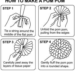 Pom pom -koriste Let's Party 3 kpl ruskea