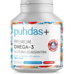 Premium Omega-3 + Luteiini ja Zeaksantiini Puhdas+ 30 kaps