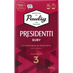 Presidentti Ruby 500 g hienojauhettu kahvi