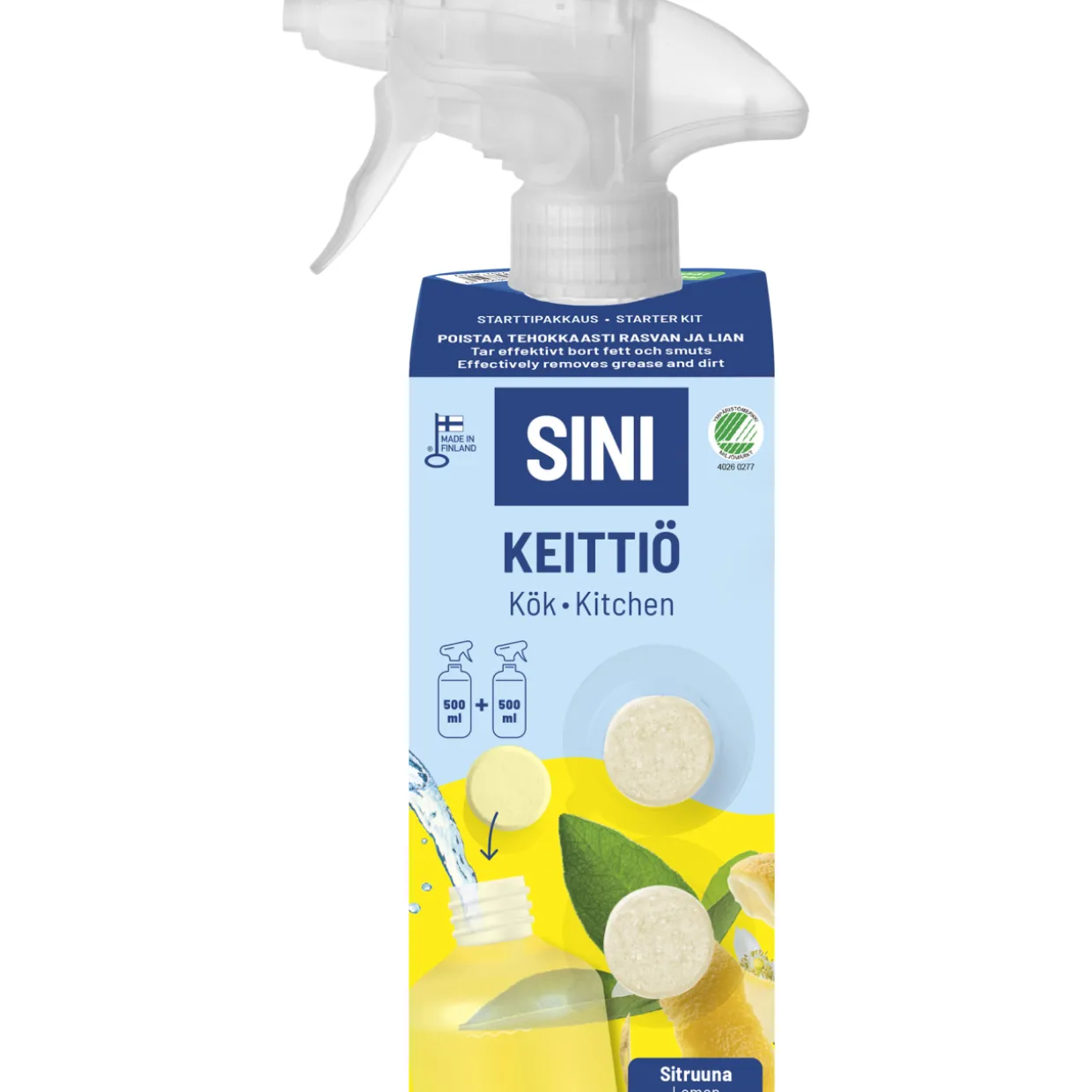 Puhdistusainetabletti Sini 2 kpl Kylppäri +suihkepullo