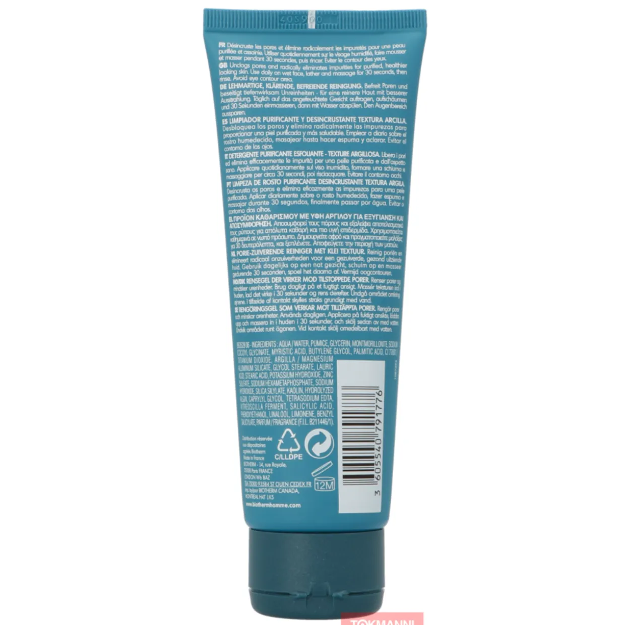 Puhdistusgeeli, Biotherm 125 ml Homme T-Pur Anti Oil & Shine