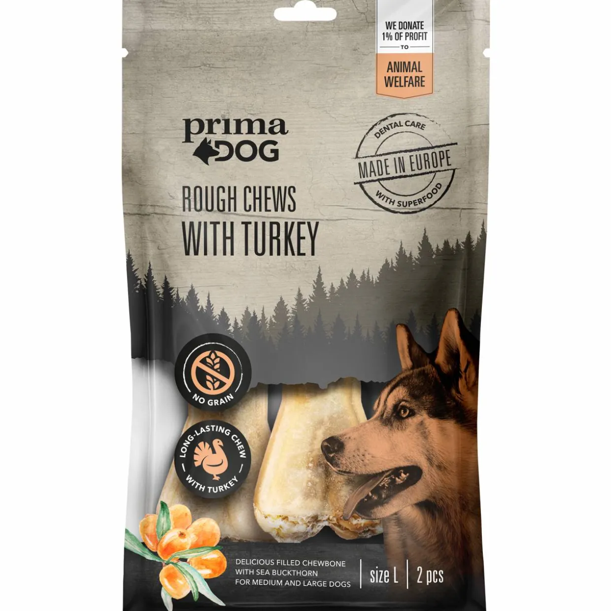 Puruluu PrimaDog 140 g 2 kpl Rough Chews Lammas-karpalo L