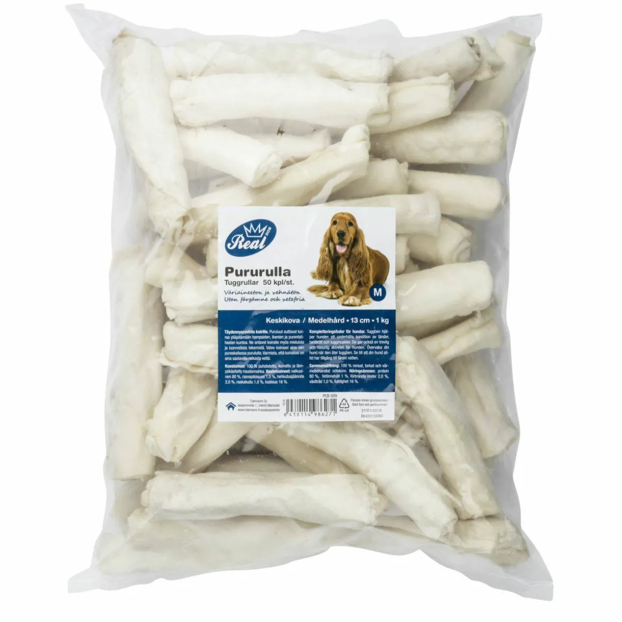 Pururulla 13 cm, vaalea, 50 kpl (1 kg)