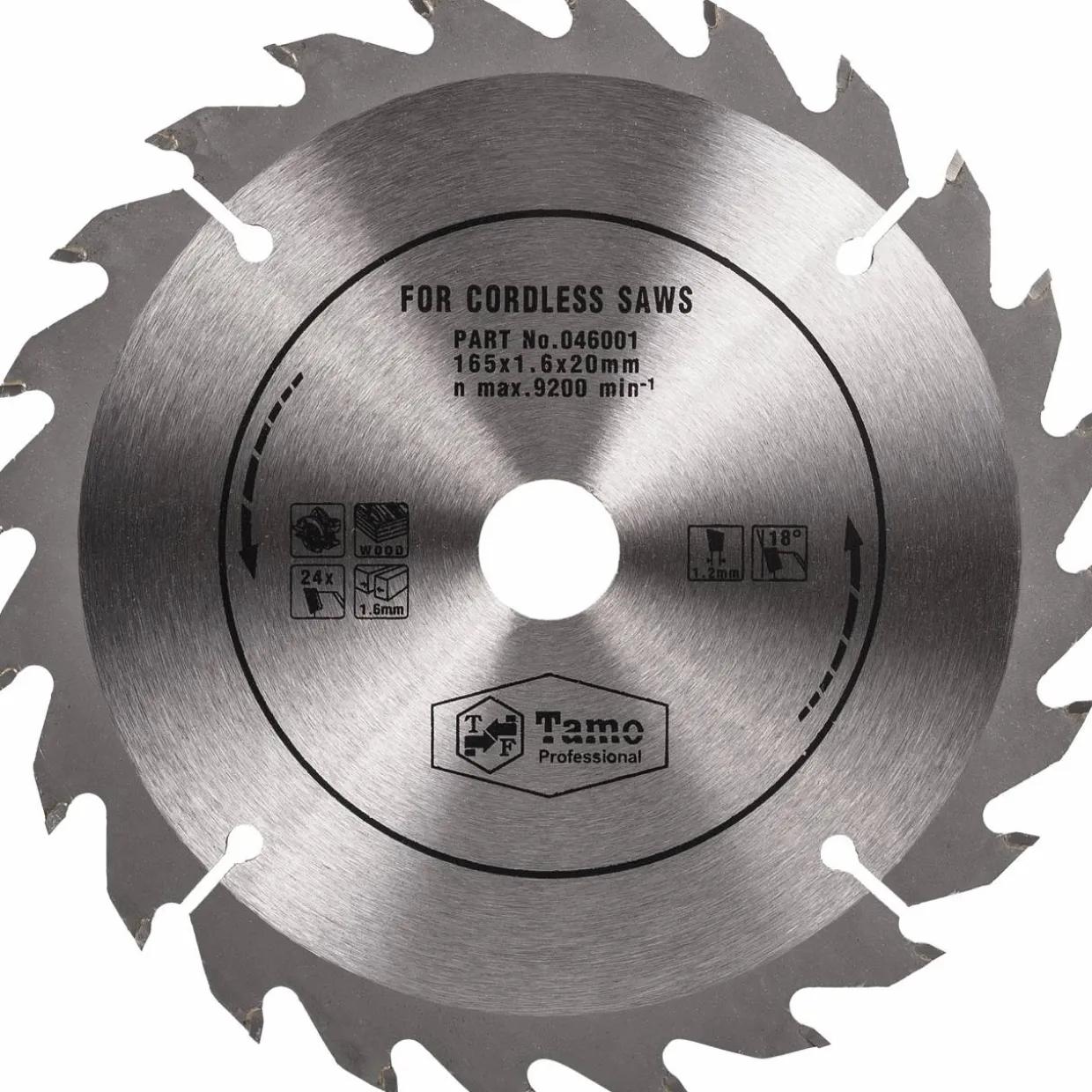 Pyörösahanterä Tamo Professional 165 x 1,6 mm x 24T x 30 mm