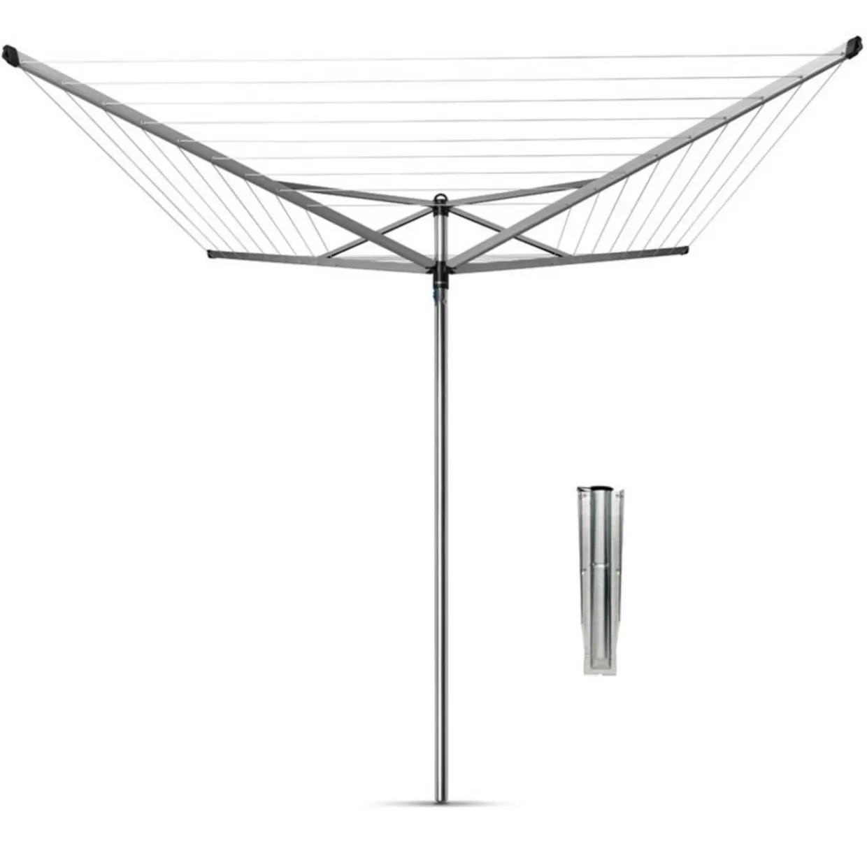 Pyykinkuivausteline Brabantia Topspinner 50 m, metallinen maaterä, harmaa